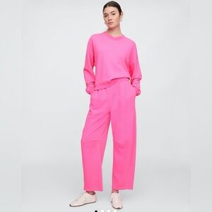 Gap Barbiecore Beachy Comfy Cozy Pink Pull-On Barrel Sweatpants NWT S Casual